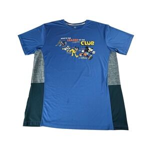 Walt Disney Who's The Leader Logo Jersey Blue T-shirt Blue Men's Size Large